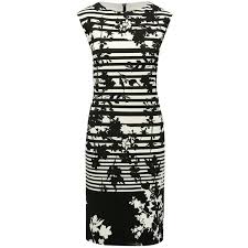 M Co Stripe Floral Print Dress 26 Liked On Polyvore Featuring Dresses Black And White Stripe Floral Print Black White Striped Dress Striped Shift Dress