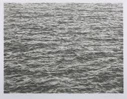 Begin by drawing the outline of the rocks on the right side. Ocean Vija Celmins 1975 Tate