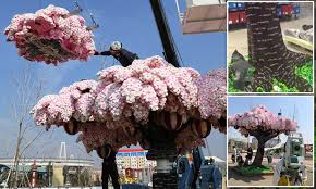 The cherry blossoms could create a miniature weather effect around the tree of falling petals. Legoland In Japan Debuts Cherry Blossom Tree Made With Lego Bricks Daily Mail Online