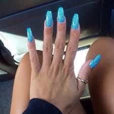 Because long nails give you more to work with. Aqua Blue Baby Blue Coffin Nails With Glitter Nailstip