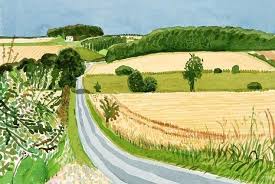 Uk Four Roads And Cornfields 2004 By David Hockney 1937 Oil On Canvas David Hockney Landscapes David Hockney David Hockney Paintings