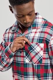 America Today flanellen pyjamatop Nathan rood/groen/wit