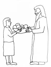 And when he had taken the five loaves and the two fishes, . Bible Story Coloring Page For The Feeding Of The Five Thousand Free Bible Stories For Children