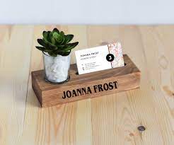 It holds up to 15 original business cards or 9 luxe business cards and is the perfect conversation starter. New Business Gift Personalized Business Card Holder For Desk With Company N Wood Business Card Holder Business Card Holders Personalized Business Card Holder