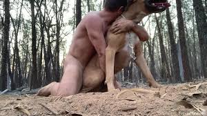 Alpha male fucking his dog in the woods real hard