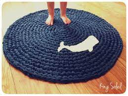 A round rug works with the shape of your dining table to create a cohesive visual statement. Bathroom Rug Crochet Whale Nautical Rugs Crochet Rug