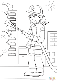 Girl Firefighter Coloring Page Free Printable Pages Within Fireman Coloring Pages Girl Firefighter Truck Coloring Pages