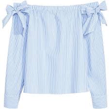 H M Off The Shoulder Blouse 24 99 25 Liked On Polyvore Featuring Tops Blouses Shirts Off Striped Off Shoulder Top Blue Striped Blouse Shoulder Shirts