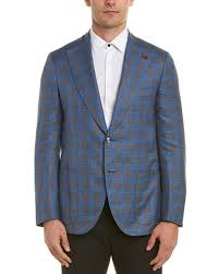 Isaia Mens Wool Silk Linen Blend Sport Jacket