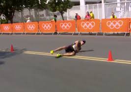 Camera picked up on him as he began to struggle about 45 minutes in. French Race Walker Yohann Diniz Overcomes Stomach Problems Collapse To Finish Race