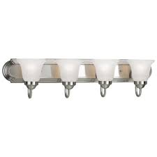 This is manufactured in united states. Progress Lighting 30 In 4 Light Brushed Nickel Bathroom Vanity Light With Glass Shades P300075 009 The Home Depot