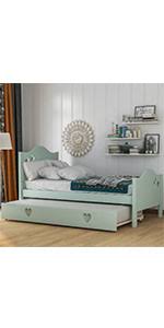 Gothic cabinet sells an array of real wood platforms beds. Amazon Com Twin Platform Bed With Two Storage Drawers Baysitone Wood Bed Frame With Headboard Wood Slat Support No Box Spring Needed Easy Assembly White Twin Kitchen Dining