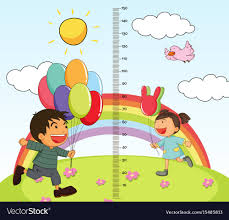 Growth Mearsuring Chart With Girl And Boy In Park