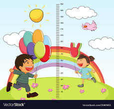 growth mearsuring chart with girl and boy in park