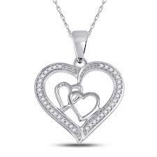 Check spelling or type a new query. Sterling Silver Womens Round Diamond Triple Heart Outline Pendant 1 8 Adan Joyeria