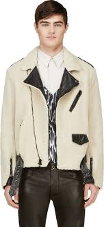 3 1 Phillip Lim Off White Shearling Biker Jacket Ssense Biker Jacket Menswear 3 1 Phillip Lim