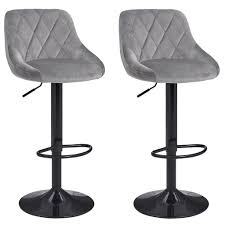 Barhocker barstuhle online sofort versandfertig bei barhockerde bestellen grosse auswahl kurze lieferzeiten kostenloser versand 2x barhocker kavala barstuhl tresenhocker mit lehne drehbar stofftextil dunkelgrau chromfuss. Duhome 2er Set Barhocker Aus Stoff Samt Mit Lehne Real De
