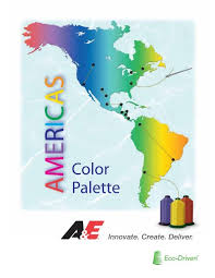 The color names are new car, scotch blue, jonquil, wild willow, bright navy blue, azure blue, paseo verde. Americas Color Palette American Efird Inc