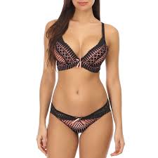 Ensemble Lingerie Corail En Dentelle Soutien Gorge Push Up