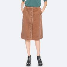 Women Corduroy High-waist Front Button Skirt Denim Shirt Style Collarless Coat Fashion