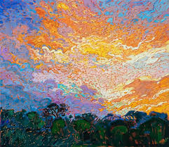 Dappled Light Reflects Off The Rainbow Colored Clouds Above Texas Hill Country The Scene Is Peaceful An Fine Art Prints Artists Original Oil Painting Painting