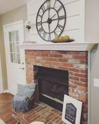 Brick fireplace with wood mantle. Shiplap Above The Fireplace 3 A Subtle Way To Add Some Character Wheretexasmeetsarkansas Fireplace Brick Fireplace Cottage Fireplace