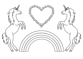 couple de licornes avec arc en ciel et coeur etoiles coloriage pour les enfants illustration vectorielle clip art libres droits vecteurs image 95365953 produits ct write start crayons couleur coloriages