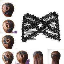 M Mism Women Pearl Beads Elastic Hair Combs Double Slide Magic Bun Diy Hairstyle Making Tool Metal Novel Hair Accessories Hair Comb Accessories Hair Comb Clips