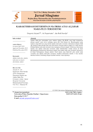Buku acuan yang digunakan adalah elementary matrix theory (2003) Pdf Karakterisasi Determinan Matriks Atas Aljabar Maks Plus Tersimetri