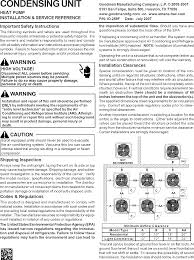 Goodman Air Conditioner Heat Pump Outside Unit Manual L0806298