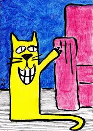 This Is For Leaving Me Alone Overnight By Myself E9art Cat Aceo Humor Art Funny Art Art Illustration Art