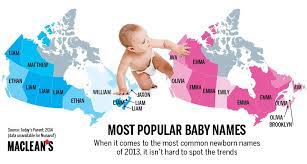 With so many baby boys names, how. Mapped Canada S Most Popular Baby Names
