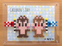 こどもの日 おはようございます チップとデールでこどもの日バージョン作ってみました やっと玄関ニッチ イースターから模様替えです笑 アイロンビーズ パーラービーズ ナノビーズ チップとデール こいのぼり オリジ perler beads designs perler beads
