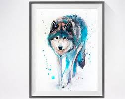 Wolf Watercolor Painting Print Wolf Art Dog Art By Slaviart Peinture A L Aquarelle Peintures Animalieres Peinture