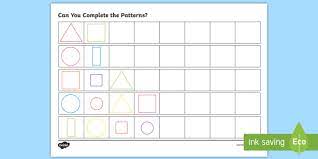 Dltk's educational activities for kids shapes worksheets. Free Repeating Pattern Worksheet Worksheets Shapes