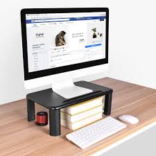 Monitor Stand Riser With Adjustable Height And Storage Organizer For Computer Imac Printer Laptop Desk With Tablet And Phone Holde Monitor Stand Riser Computer