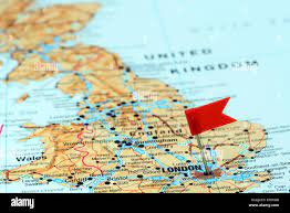 London On Map Of Europe London Pinned On A Map Of Europe Stock Photo - Alamy