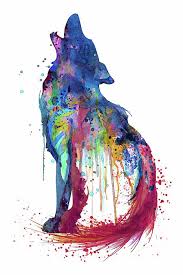 Howling Wolf Watercolor Silhouette By Marian Voicu Watercolor Wolf Silhouette Art Painting Splatters Wolf Painting Watercolor Wolf Wolf Artwork
