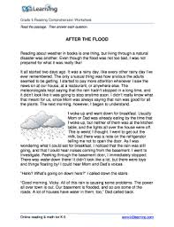 Fillable Online Reading Comprehension Worksheet Flood Grade 5 Free And Printable Grade 5 Reading Comprehension Printable Worksheet Fax Email Print Pdffiller