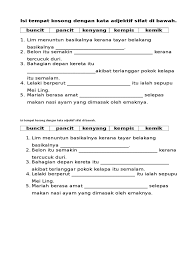 Kata adjektif dalam subjek bahasa melayu tahun 1. Latihan Kata Adjektif Sifat