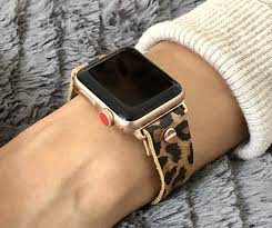 Time flies when you're having fun and how could you not have fun with a watch band this cute and trendy! Leopard Print Rose Gold Apple Watch Band 38mm 40mm 42mm 44mm Etsy