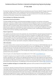 Your cover letter may be read first by a human resources professional or a department staff member who is looking for key words from the job ad. Pdf Postdoctoral Research Positions In Geotechnical Engineering Engineering Geology 2nd Call 2018