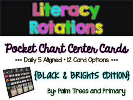 Literacy Rotations Chart Pocket Chart Center Cards Black Brights Edition