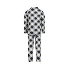 Charlie Choe Jungen Pyjama Set Navy Off White Kariert - Charlie Choe  Sleepwear