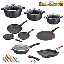 Kamberg 0008163 Set Lot Batterie De Cuisine 24 Pieces Fonte D Aluminium Revetemen Batterie De Cuisine Batterie De Cuisine Induction Materiel De Cuisine