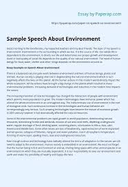 A friend of yours has decided to go into the retail business. Sample Speech About Environment Essay Example