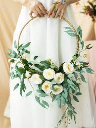 Rustic Wedding Round Garland Basket Flower Arranging Bridal Boquet Holder Wedding Accessories Handmade Wedding Bouquet Tropical Wedding Bouquets Wedding Boquet