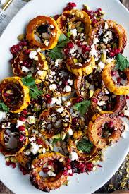 Pomegranate Glazed Delicata Squash With Feta Pistachios The Original Dish Recipe In 2020 Delicata Squash Thanksgiving Recipes Side Dishes Thanksgiving Dinner Recipes