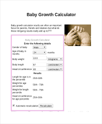 Baby Growth Chart Calculator 6 Free Excel Pdf Documents