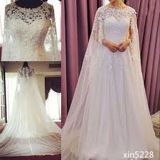 Fall Winter New Vintage Lace Wedding Dresses With Cape Cloak A Line Bridal Gowns Ebay Lace Wedding Dress Vintage Cape Wedding Dress Wedding Dresses Lace